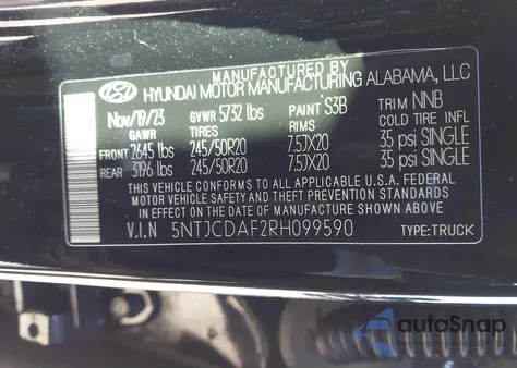 2024 Hyundai Santa Cruz Night z USA, uszkodzony, nr VIN 5NTJCDAF2RH099590